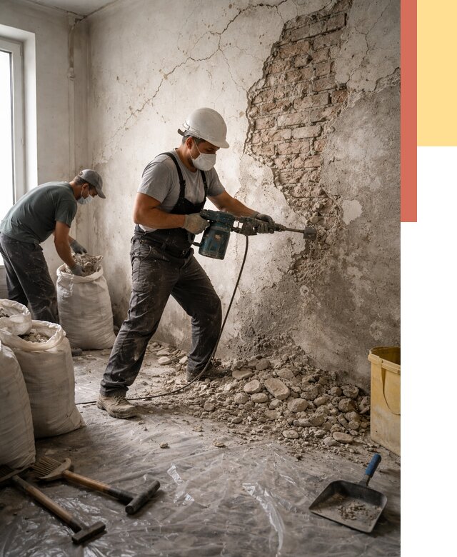 Демонтаж штукатурки со стен в Ишиме от 7483 руб/м² — быстро и недорого | ОТДЕЛОЧНИК-Шм