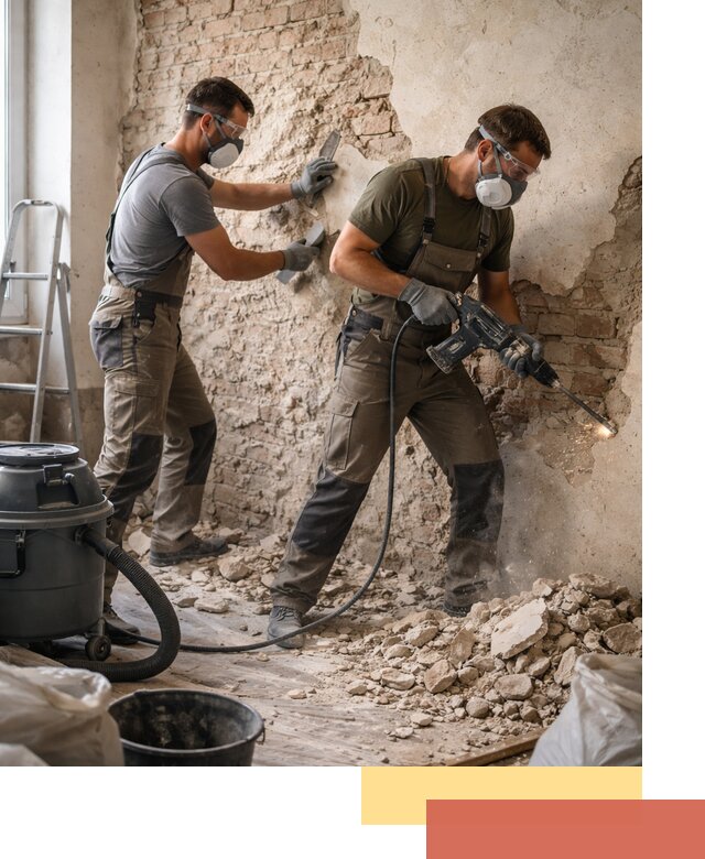 Демонтаж штукатурки со стен в Ишиме быстро и аккуратно