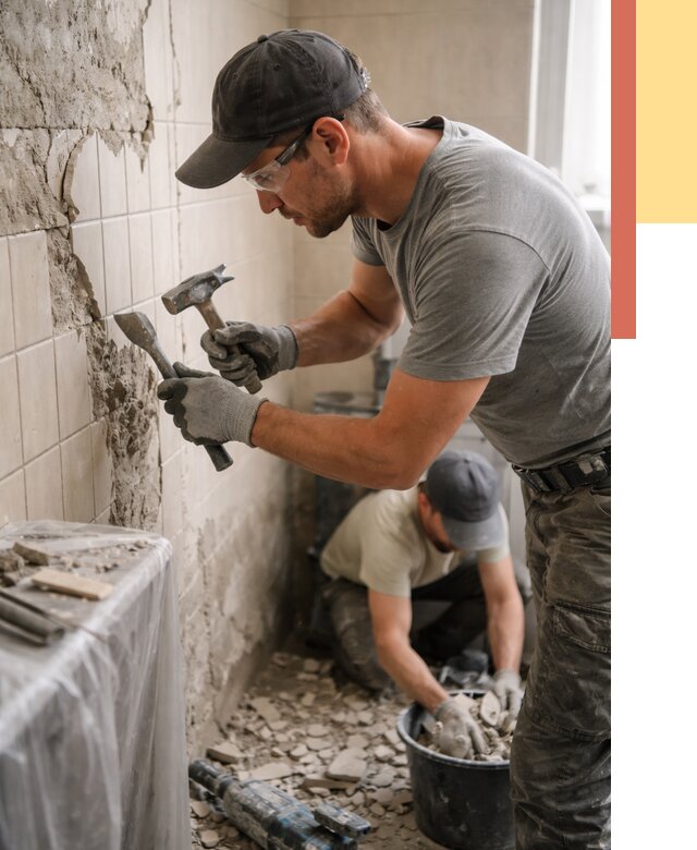 Демонтаж плитки со стен в Ишиме от 883 руб. — быстро и недорого | ОТДЕЛОЧНИК-Шм