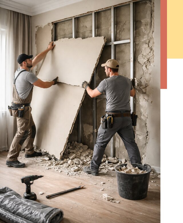 Демонтаж гипсокартона со стен в Ишиме от 364 руб. — услуги демонтажа | ОТДЕЛОЧНИК-Шм