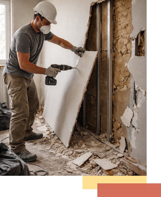 Демонтаж гипсокартона со стен в Ишиме качественно и быстро