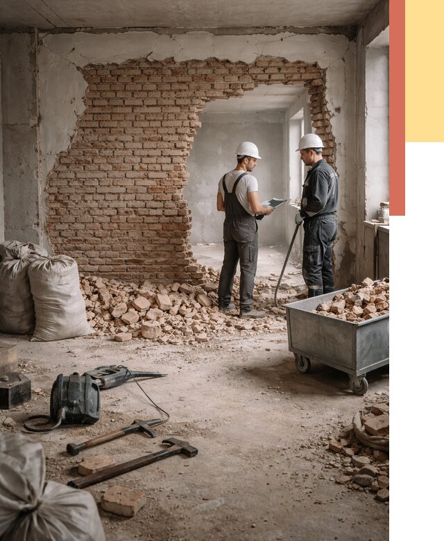 Демонтаж кирпичных стен в Ишиме от 4365 руб. — быстро, недорого, под ключ | ОТДЕЛОЧНИК-Шм