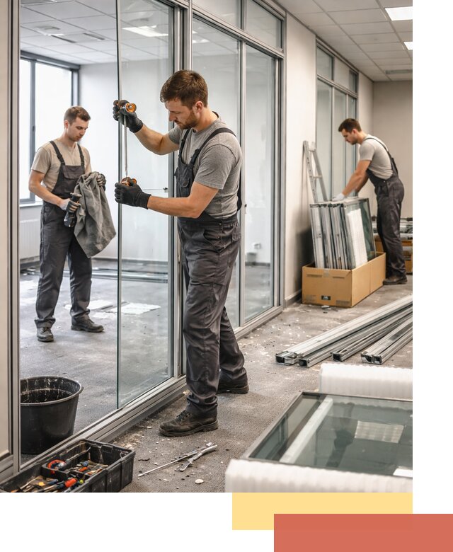 Демонтаж стеклянных перегородок в Ишиме быстро и безопасно