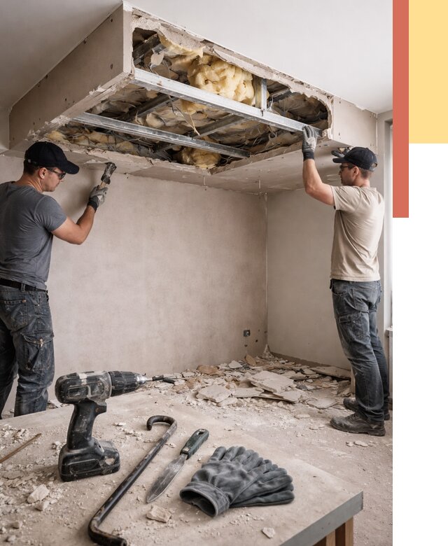 Демонтаж короба из гипсокартона в Ишиме от 1580 руб. — быстро и недорого | ОТДЕЛОЧНИК-Шм