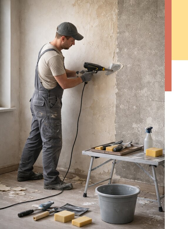 Очистка стен от клея в Ишиме от 1923 руб. — снятие и удаление клея со стен | ОТДЕЛОЧНИК-Шм