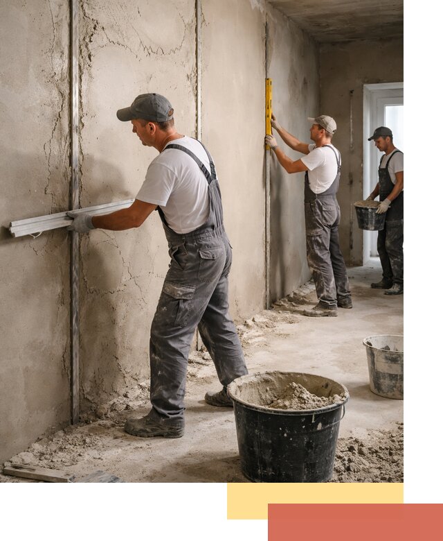 Штукатурка стен по маякам в Ишиме — точная и ровная поверхность