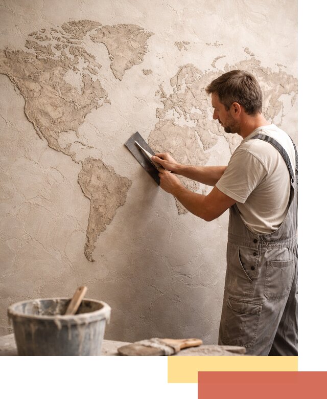 Декоративная штукатурка «Карта мира» под ключ в Ишиме