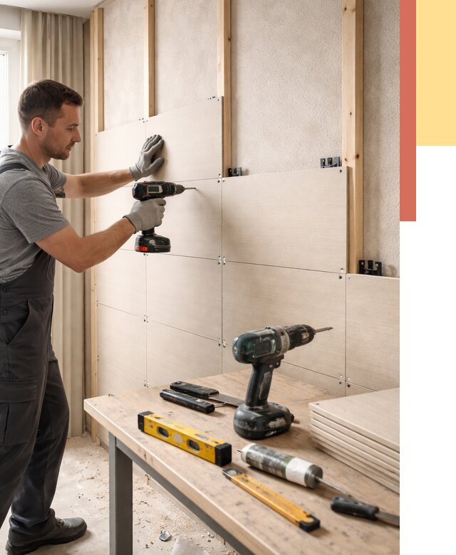 Монтаж МДФ панелей на стены в Ишиме от 1299 руб. под ключ | ОТДЕЛОЧНИК-Шм