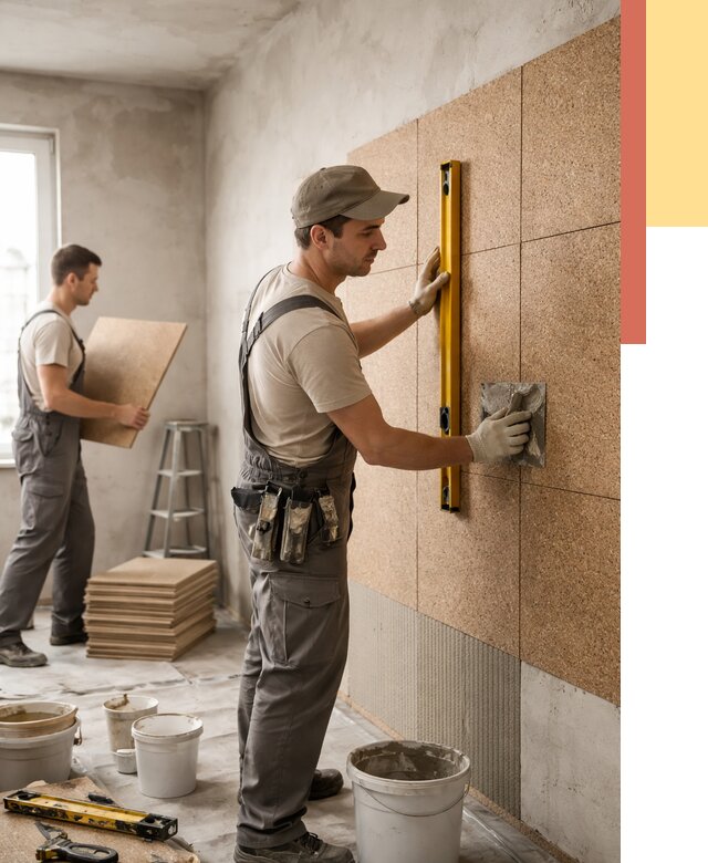 Монтаж пробковых панелей на стены в Ишиме от 3638 руб. — ОТДЕЛОЧНИК-Шм