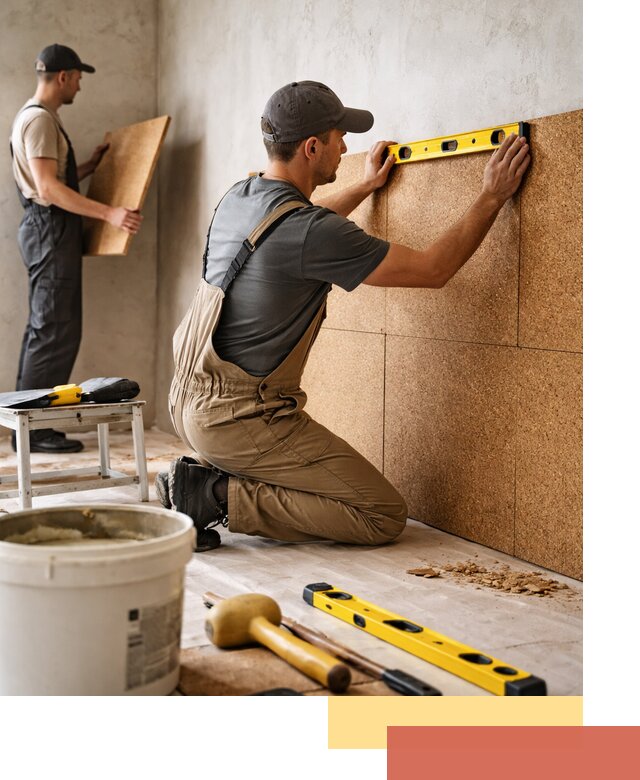 Монтаж пробковых панелей на стены в Ишиме быстро и качественно