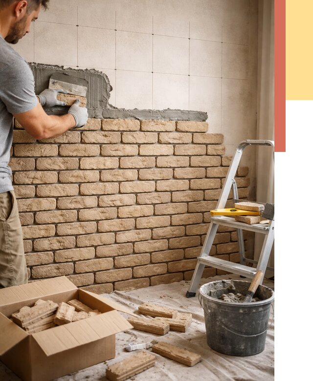 Монтаж декоративного кирпича в Ишиме от 3326 руб./м² — быстро и недорого | ОТДЕЛОЧНИК-Шм