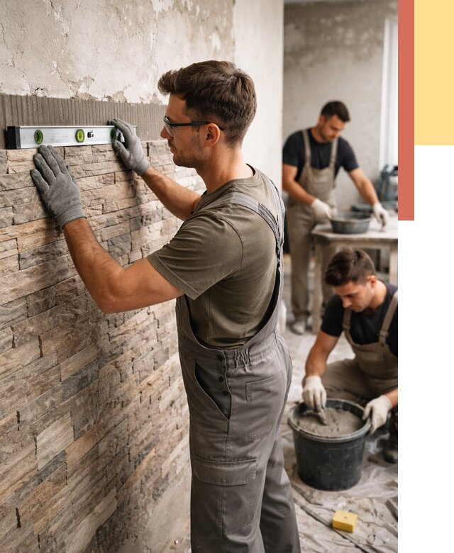 Монтаж искусственного камня в Ишиме от 4677 руб. под ключ | ОТДЕЛОЧНИК-Шм