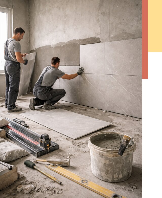 Облицовка стен керамогранитом в Ишиме от 4365 руб./м² — услуги под ключ | ОТДЕЛОЧНИК-Шм