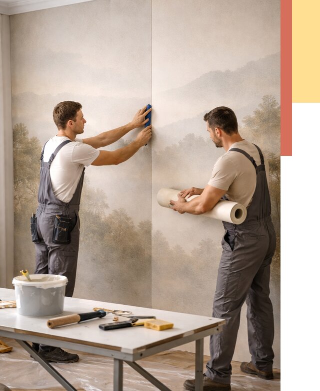 Поклейка фотообоев в Ишиме от 8834 руб/м² — быстро и недорого | ОТДЕЛОЧНИК-Шм