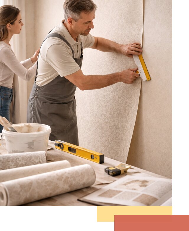 Поклейка обоев с подбором рисунка в Ишиме