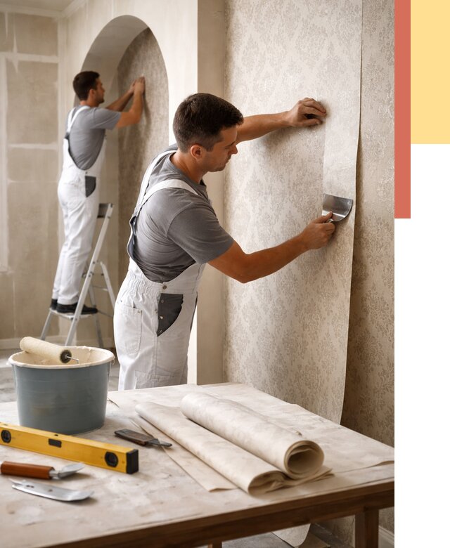 Поклейка обоев на сложные стены в Ишиме от 2910 руб. под ключ | ОТДЕЛОЧНИК-Шм