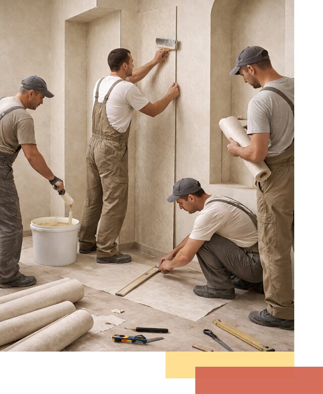 Поклейка обоев на сложные стены и неровные поверхности в Ишиме