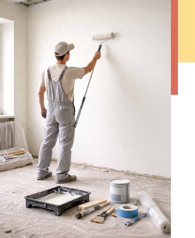 Покраска стен водоэмульсионной краской в Ишиме от 468 руб. за м² | ОТДЕЛОЧНИК-Шм