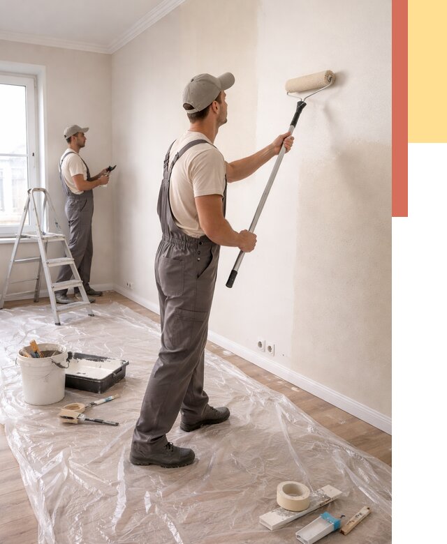 Покраска стен акриловой краской в Ишиме от 3638 руб./м² — быстро и недорого | ОТДЕЛОЧНИК-Шм