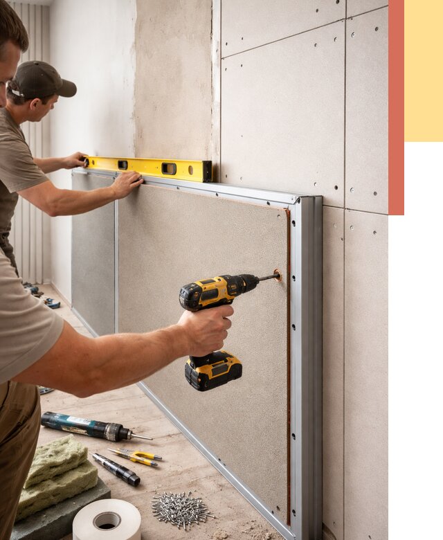 Шумоизоляция стен панелями ЗИПС в Ишиме от 2286 руб./м² под ключ | ОТДЕЛОЧНИК-Шм