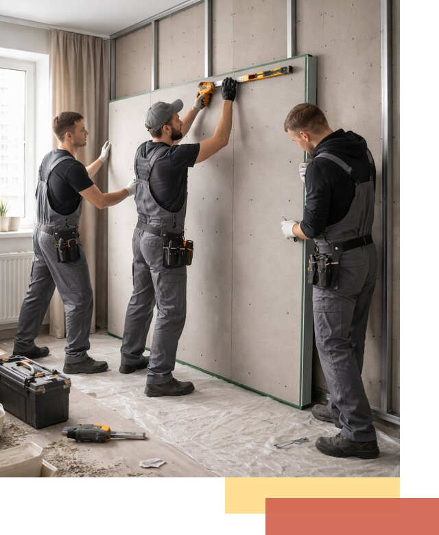 Шумоизоляция стен панелями ЗИПС в Ишиме для жилых и коммерческих помещений