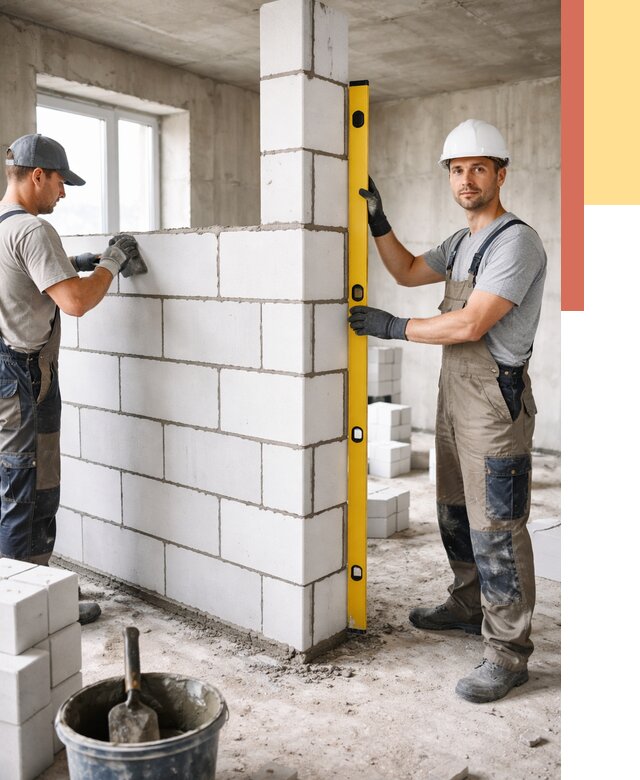 Кладка перегородок из пеноблока в Ишиме от 1871 руб. под ключ | ОТДЕЛОЧНИК-Шм