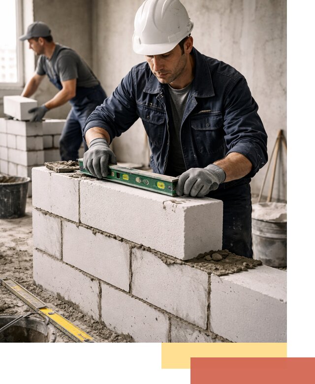 Кладка перегородок из пеноблока под ключ в Ишиме