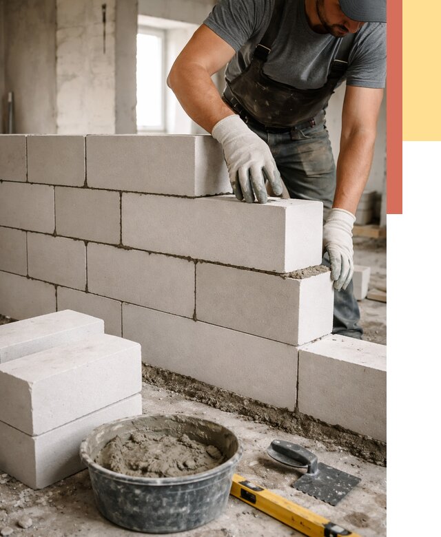 Кладка перегородок из силикатного блока в Ишиме от 4157 руб. под ключ | ОТДЕЛОЧНИК-Шм