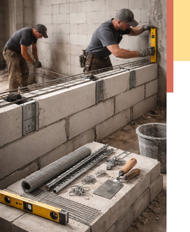 Армирование кладки перегородок в Ишиме от 779 руб. под ключ | ОТДЕЛОЧНИК-Шм