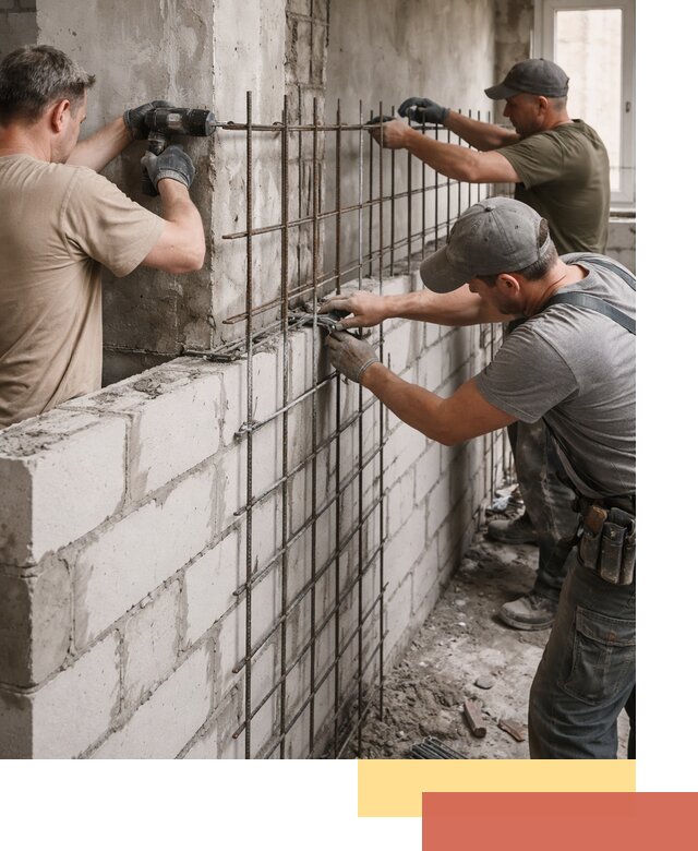 Армирование кладки перегородок в Ишиме профессионально и надёжно