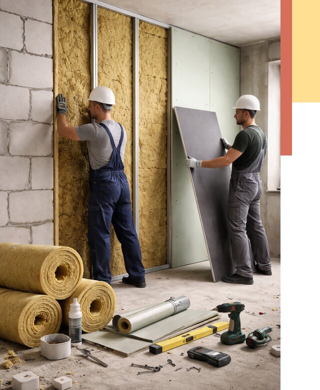 Шумоизоляция перегородок из блоков в Ишиме от 1923 руб./м² — быстро и недорого | ОТДЕЛОЧНИК-Шм