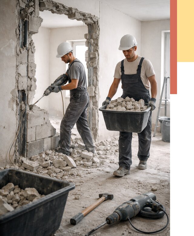 Демонтаж блоковых перегородок в Ишиме от 3897 руб. — быстро и недорого | ОТДЕЛОЧНИК-Шм