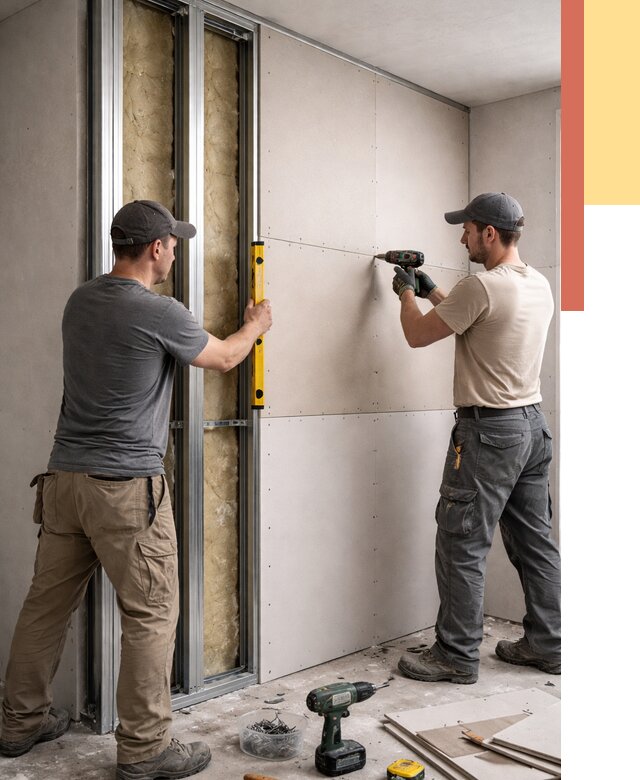 Монтаж двухслойной перегородки из гипсокартона в Ишиме от 1507 руб. | ОТДЕЛОЧНИК-Шм