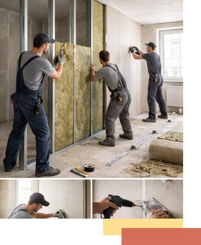 Перегородка из гипсокартона с шумоизоляцией в Ишиме — монтаж под ключ