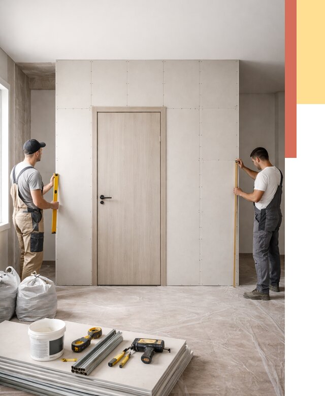 Перегородка из гипсокартона с дверью в Ишиме от 4677 руб. под ключ | ОТДЕЛОЧНИК-Шм