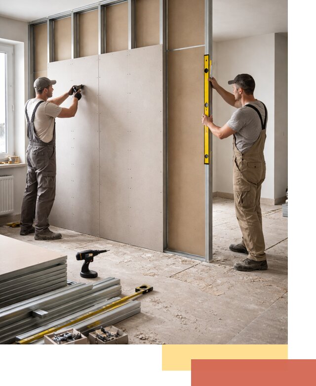 Зонирующая перегородка из гипсокартона под ключ в Ишиме