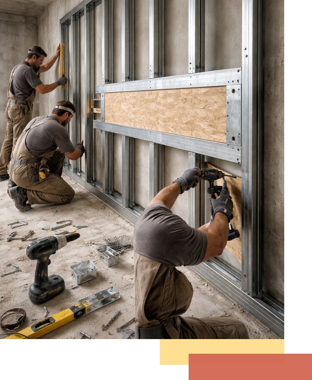 Усиленная перегородка для крепления тяжёлых конструкций в Ишиме