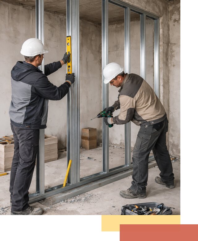 Монтаж каркаса перегородки из профиля в Ишиме