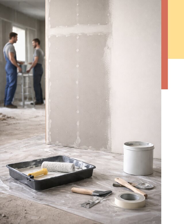 Покраска перегородок из гипсокартона в Ишиме от 4677 руб. под ключ | ОТДЕЛОЧНИК-Шм