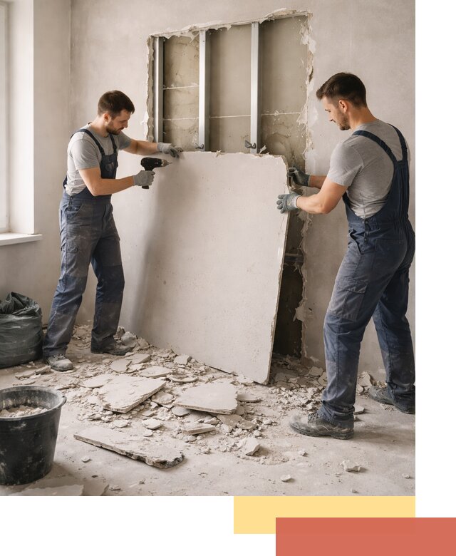 Демонтаж перегородки из гипсокартона в Ишиме быстрый и аккуратный