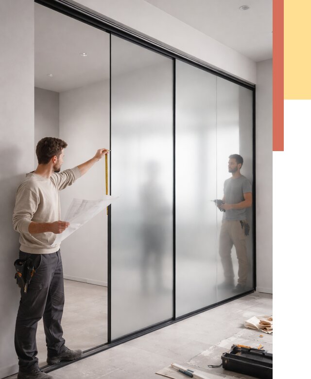 Матовые стеклянные перегородки в Ишиме от 8834 руб. — монтаж и установка | ОТДЕЛОЧНИК-Шм