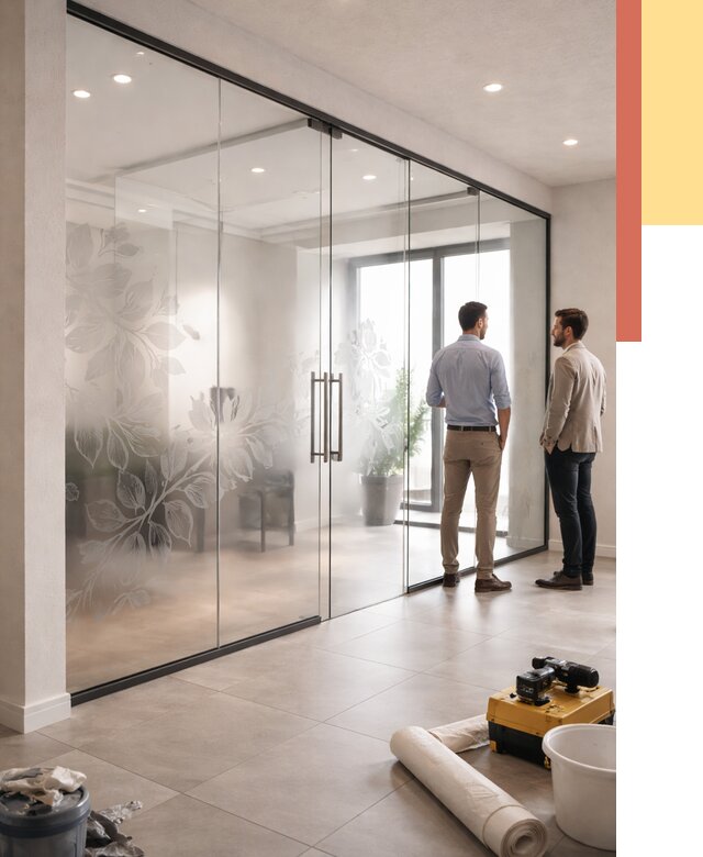 Стеклянные перегородки с рисунком в Ишиме от 12991 руб. монтаж и нанесение | ОТДЕЛОЧНИК-Шм