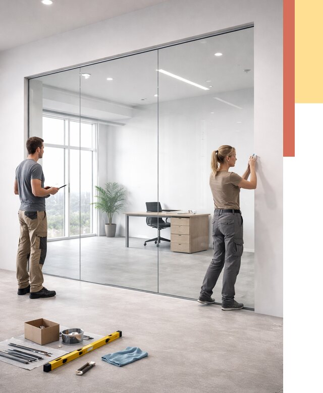 Перегородки из закаленного стекла в Ишиме от 9873 руб. под ключ | ОТДЕЛОЧНИК-Шм