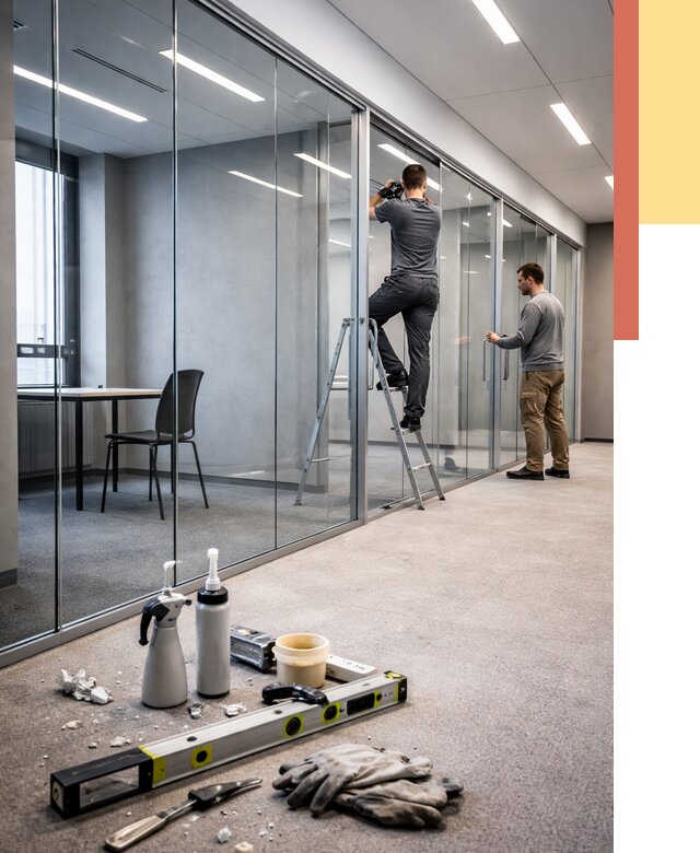 Стеклянные офисные перегородки в Ишиме от 8834 руб. — монтаж и установка | ОТДЕЛОЧНИК-Шм