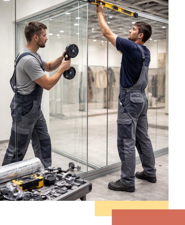 Стеклянные перегородки для магазинов в Ишиме — монтаж и установка