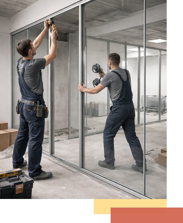 Алюминиевые перегородки со стеклом в Ишиме — изготовление и монтаж