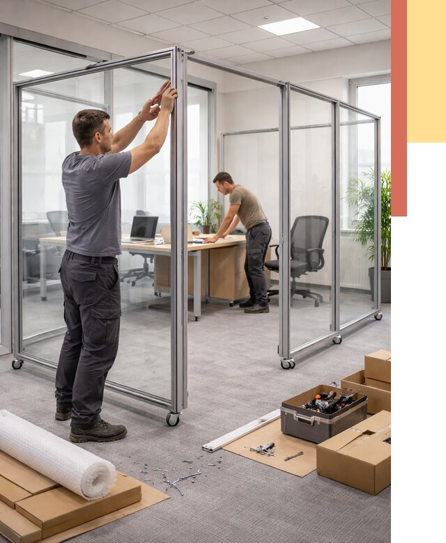 Мобильные офисные перегородки в Ишиме от 12991 руб. — установка под ключ | ОТДЕЛОЧНИК-Шм