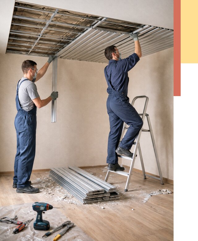 Демонтаж реечного потолка в Ишиме от 4677 руб. быстро и недорого | ОТДЕЛОЧНИК-Шм