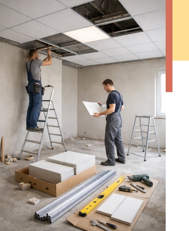 Монтаж потолка армстронг в Ишиме от 4677 руб/м2 — быстрая установка под ключ | ОТДЕЛОЧНИК-Шм