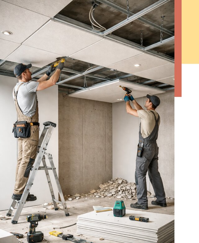 Монтаж акустического потолка в Ишиме от 6755 руб/м2 — быстро и недорого | ОТДЕЛОЧНИК-Шм